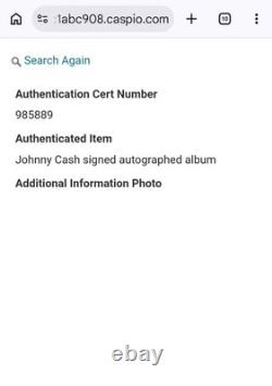 Johnny Cash Original Golden Hits Pochette d’album vinyle dédicacée Auth Pros