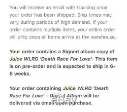 Jus Wrld Signé Autographié Death Race For Love Vinyl Record R. I. P