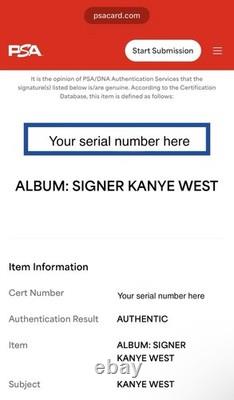 Kanye West Autographié PSA/DNA Vinyle LP Album 808s & Heartbreak