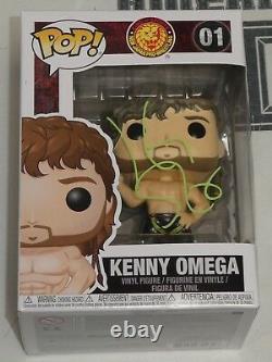 Kenny Omega Signé Funko Pop Action Figure Bas Coa New Japan Pro Wrestling Auto