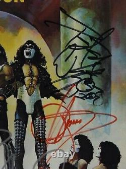 Kiss Jsa Signé Autograph Love Gun Album Vinyle Paul Stanley Gene Simmons +