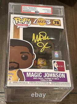 Lakers Magic Johnson A Signé Nba #78 Funko Pop Bas Psa/adn Encapsulé