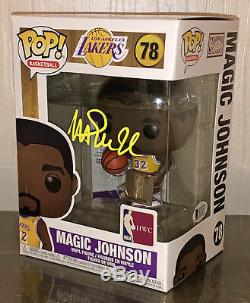 Lakers Magic Johnson Signé Nba Hwc # 78 Funko Pop Vinyl Figure Jaune Avec Sig Bas