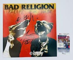 Mauvaise Religion Signé Recette Autographiée Pour Le Disque Lp De Vinyle Hate Avec Jsa Coa