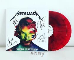 Metallica Entièrement Signé Hardwired To Self Destruct 2 Lp Marbled Red Vinyle