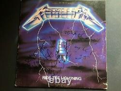 Metallica Signé Autographied Ride The Lightning Lp Vinyl James Hetfield Lars 80s