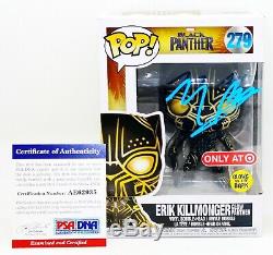 Michael Jordan B Erik Killmonger Autographié Glow Black Panther Funko Pop Psa