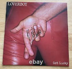 Mike Reno a signé l'album vinyle Loverboy Get Lucky autographié.