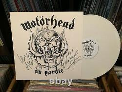 Motorhead Signé Autographié Lp White Vinyl Lemmy Kilmister Mikkey Dee Phil X3