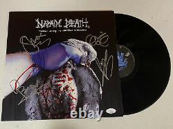 Napalm Death Autographied Signé Throes Of Joy Vinyl Album Jsa Coa # Uu32290