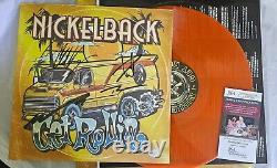 Nickelback a signé l'autographe GET ROLLIN Vinyle LP RECORD JSA COA ORANGE