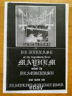 Peut-être. Deathcrush Lp Original Signé À La Main Euronymous Lettre 1993! Métal Noir