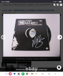 RAPPORT RARE NELLY Couverture d'album vinyle dédicacée signée par l'artiste Rappeur Grillz 2005 avec COA