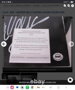 RAPPORT RARE NELLY Couverture d'album vinyle dédicacée signée par l'artiste Rappeur Grillz 2005 avec COA