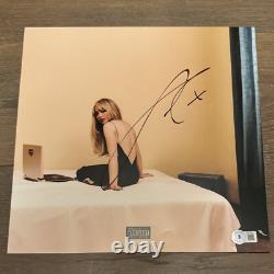 Sabrina Carpenter signée EMAILS I CAN'T SEND photo 11x11 + vinyle Bone BAS COA