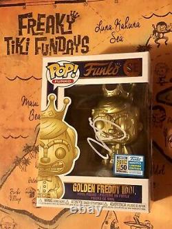 Sdcc 2019 Freaky Tiki Funko Fundays Pop! Golden Freddy Idol Le1600 Signé Rare