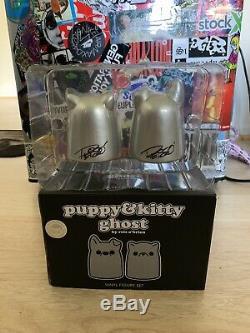 Signé Bimtoy Tiny Ghost Chiots Kitty Argent Set Limited Edition Nycc 2018