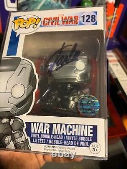 Stan Lee Signed War Machine CIVIL War Funko Pop #128 Avec Coa Marvel Comics Rare