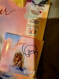 Taylor Swift Lover Pink & Blue Vinyl Lp Autographié CD Bundle Me