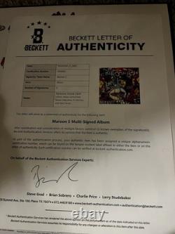 Vinyle signé dédicacé Maroon 5 Adam Levine + 4 Loa Beckett Bas Surexposé